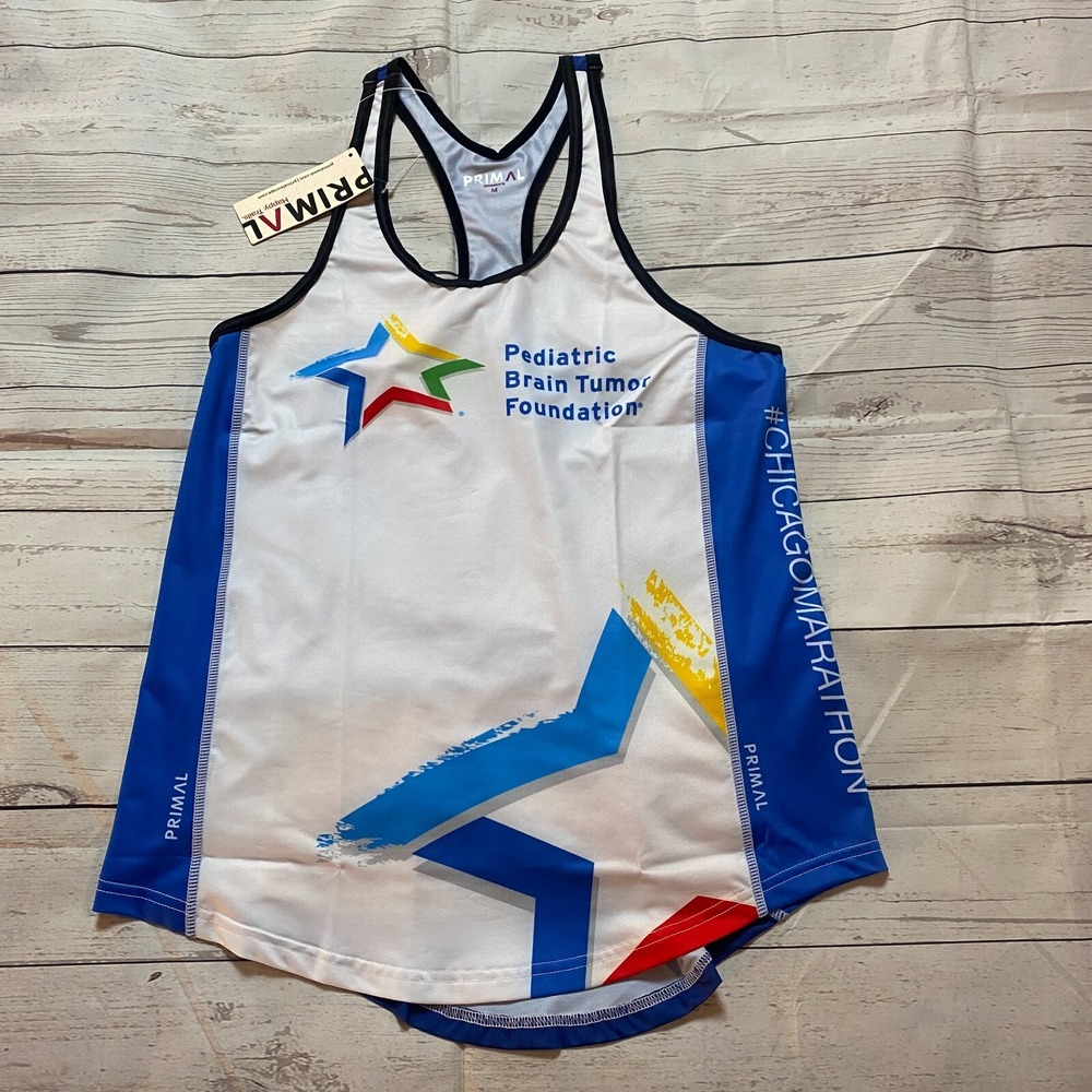 Primal Cycling Running Jersey White Blue All over Print‎ Tank Top Women's Medium